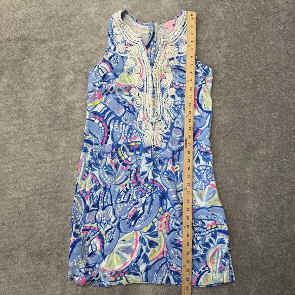Lilly Pulitzer Dress Womens 0 Shell Print Lace Trim Sleeveless Summer Casual - Picture 8 of 11